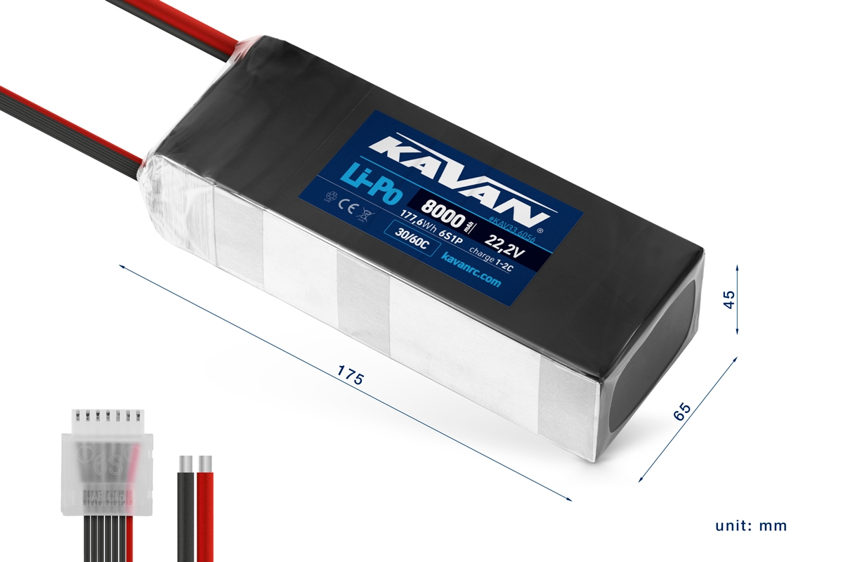 KAVAN - Li-Po 8000 mAh/22,2V 30/60C, 177,6 Wh