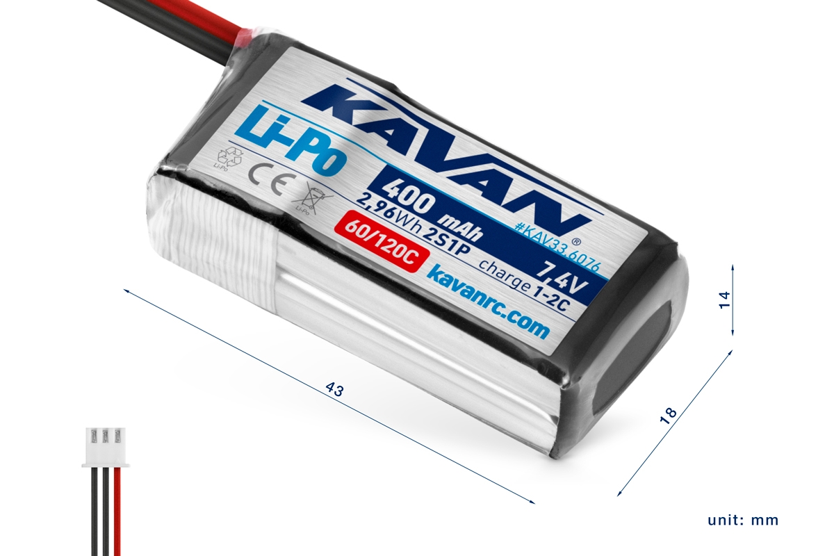 KAVAN - Li-Po 400 mAh/7,4 V 60/120C, 2,96 Wh,