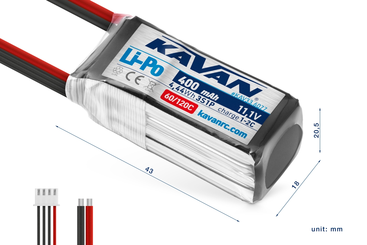 KAVAN - Li-Po 400 mAh/11,1 V 60/120C, 4,44 Wh,
