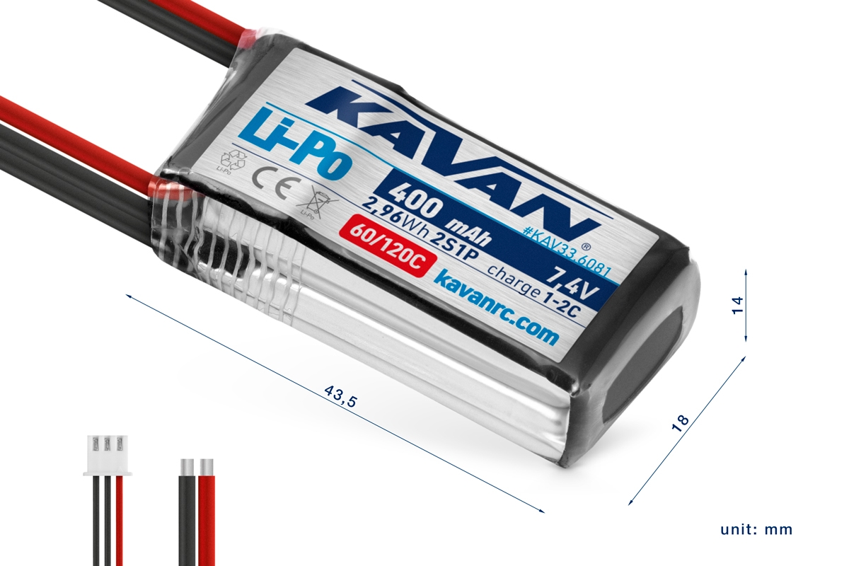 KAVAN - Li-Po 400 mAh/7,4 V 60/120C, 2,96 Wh
