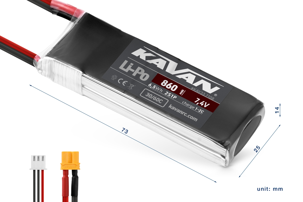 KAVAN Li-Po 860mAh/7,4V 30/60C Air pack,