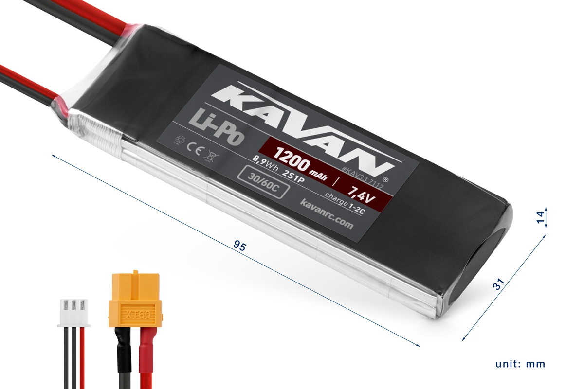 KAVAN Li-Po 1200mAh/7,4V 30/60C Air pack