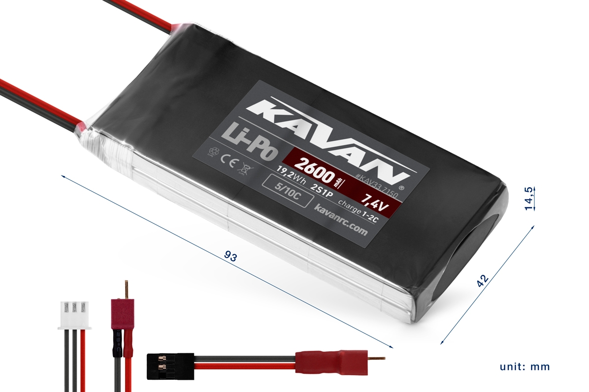 KAVAN Li-Po 2600mAh/7,4V 5/10C pro Aurora 9X