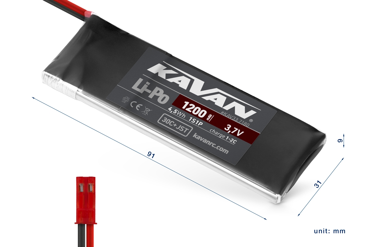 KAVAN Li-Po 1200mAh/3,7V 30C JST,