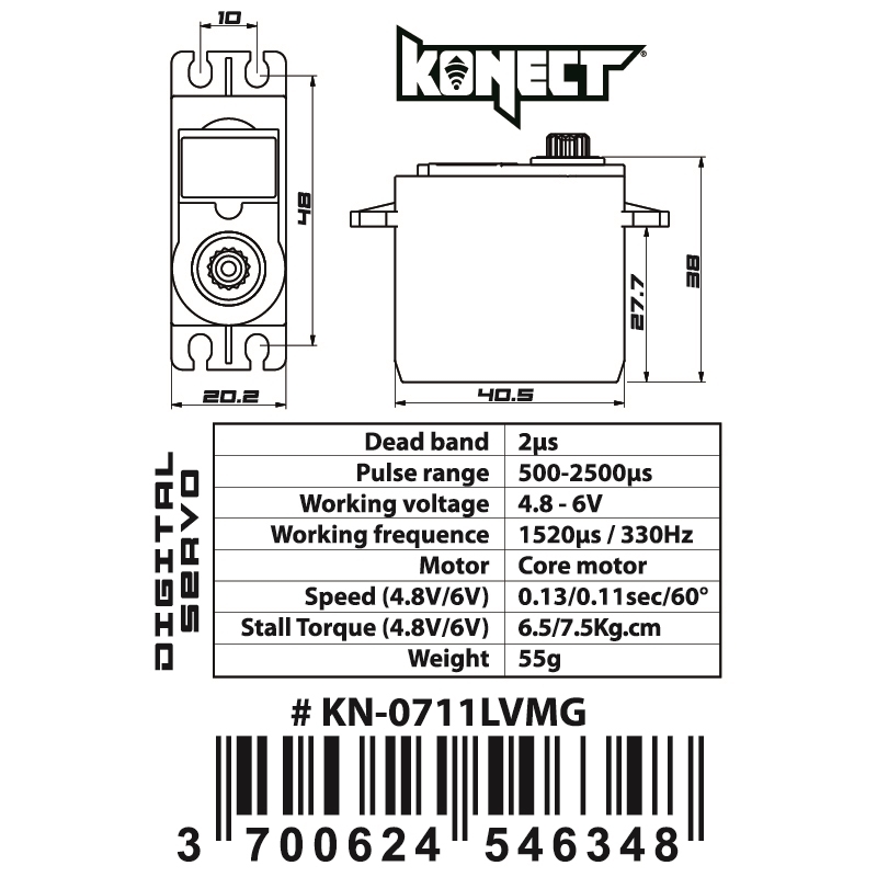 KONECT 7 kg Digital servo (7kg-0,11s/60°),