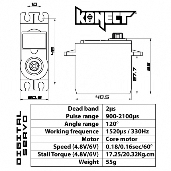 KONECT 21 kg Digital servo (21kg-0,16s/60°),