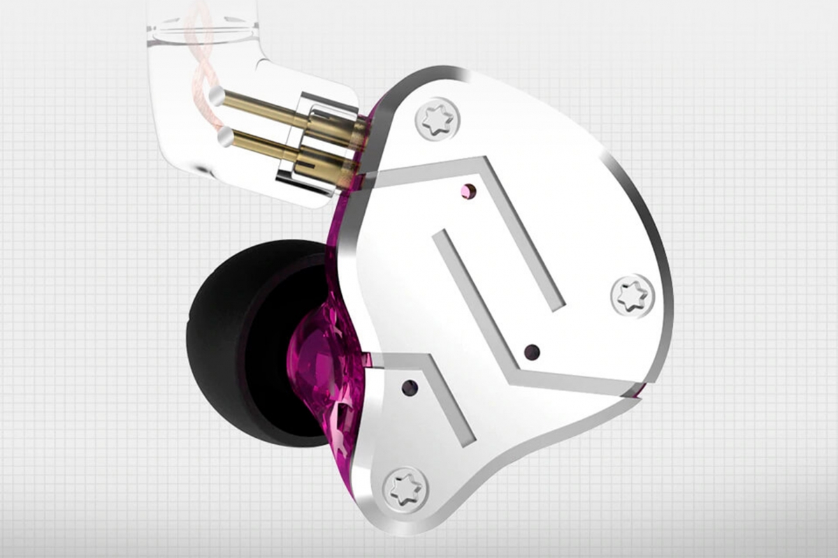 KZ ZSN Sluchátka s mikrofonem (Silver/Purple)