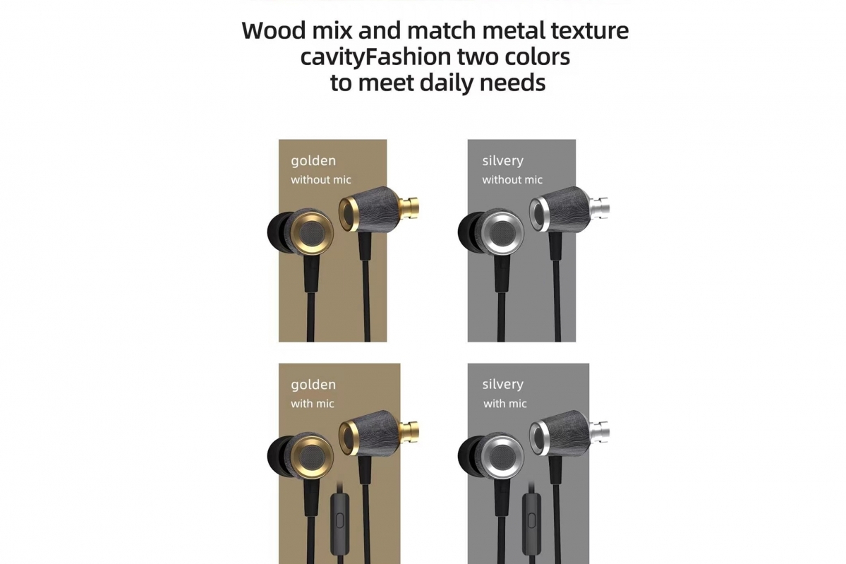 CCA CST wooden shell sluchátka s mikrofonem