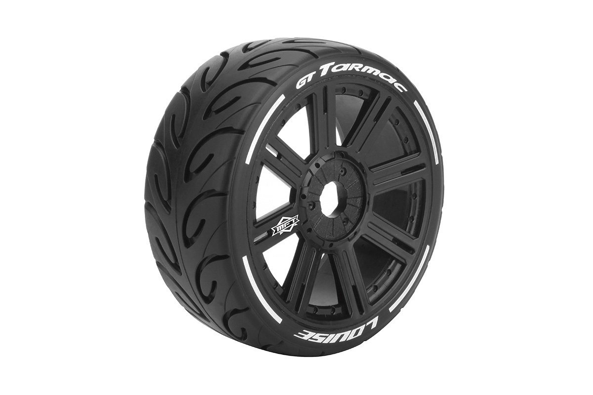 GT-TARMAC SOFT 1/8 17mm hex Spoke Black Rims, 2 ks