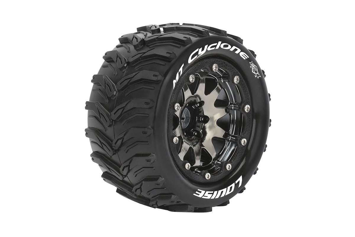 MT-CYCLONE SOFT 1/10 1/2 offset 12mm hex Black Chrome Bead-Lock Rims, 2 ks