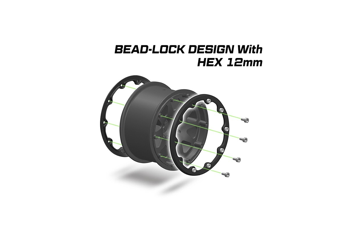 MT-CYCLONE SOFT 1/10 1/2 offset 12mm hex Black Chrome Bead-Lock Rims, 2 ks