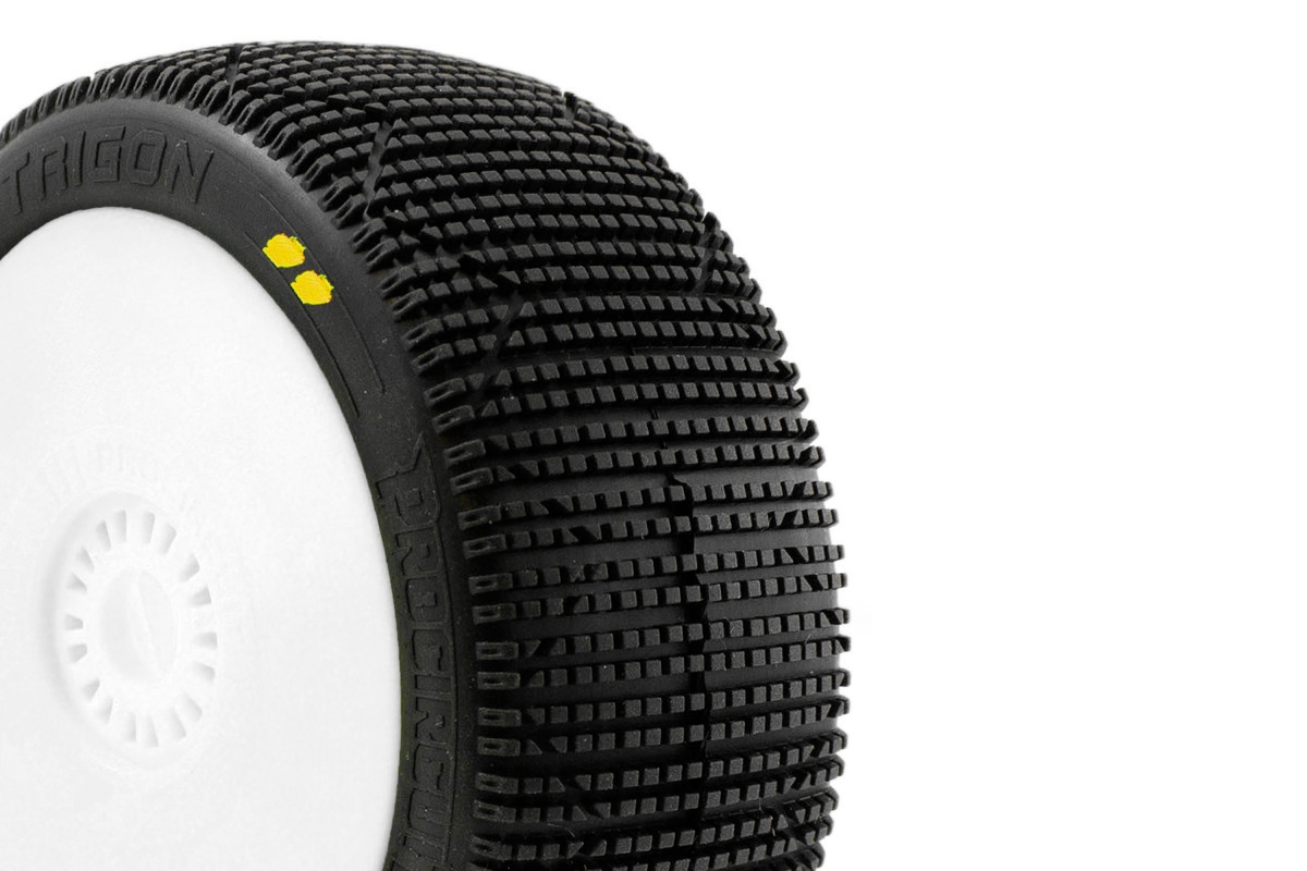 TRIGON V3 BUGGY S2 (SOFT) nalepené pneumatiky, bílé disky, 2 ks.