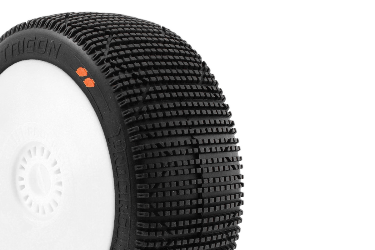 TRIGON V3 BUGGY S3 (MEDIUM) nalepené pneumatiky, bílé disky, 2 ks.
