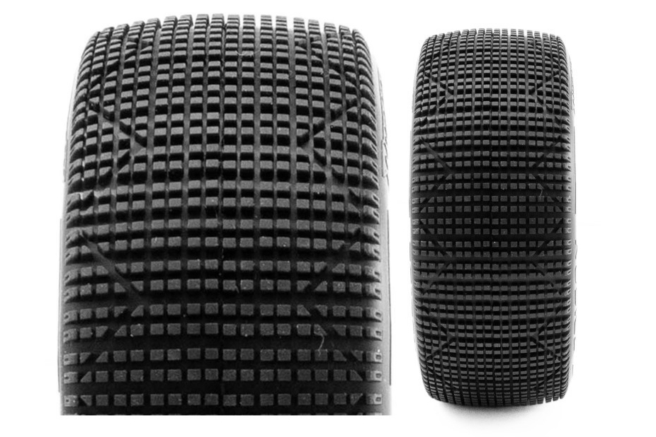 TRIGON V3 BUGGY S3 (MEDIUM) nalepené pneumatiky, bílé disky, 2 ks.