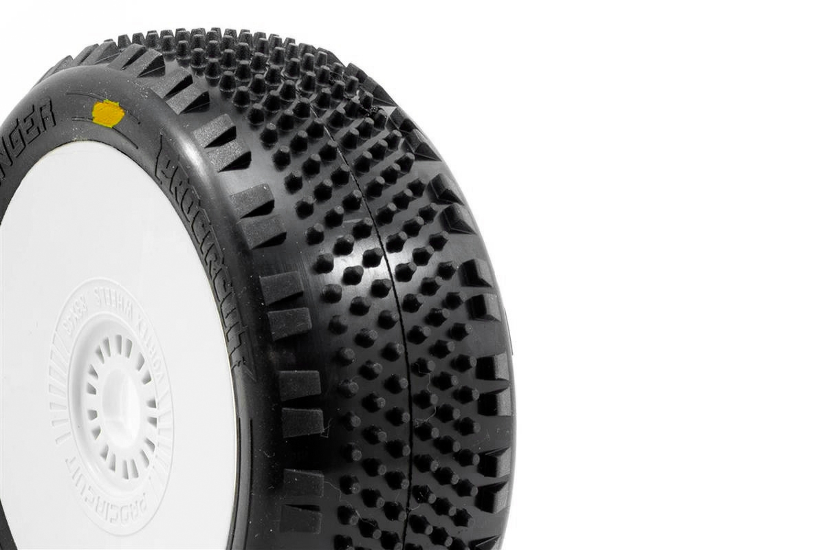 STINGER V4 BUGGY A2 (SOFT) nalepené pneumatiky, bílé disky, 2 ks.