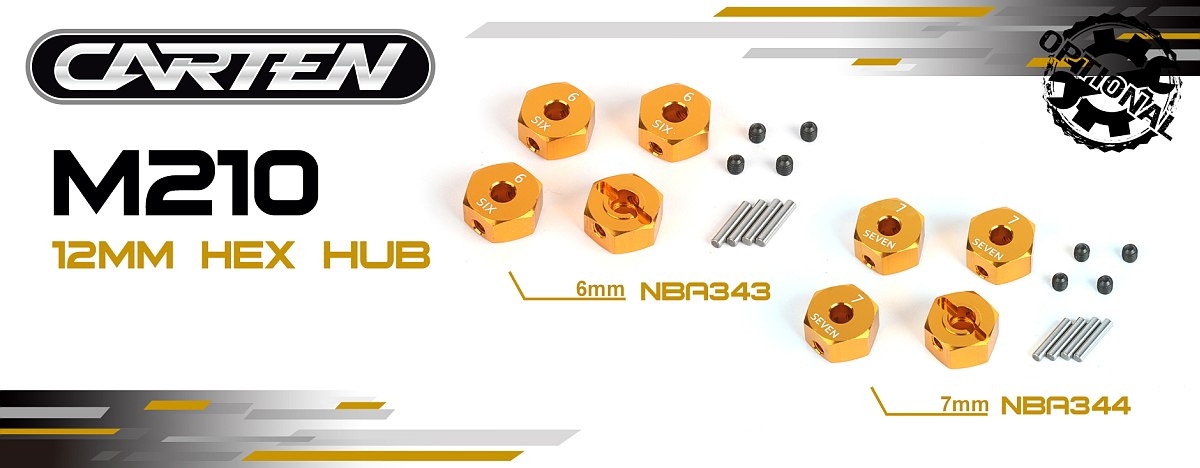 CARTEN 12mm hliníkové unašeče kol 7mm, 4 ks.