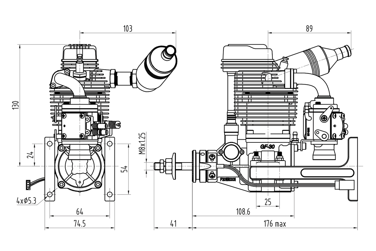 NGH GF30 Čtyřtaktní benzinový motor