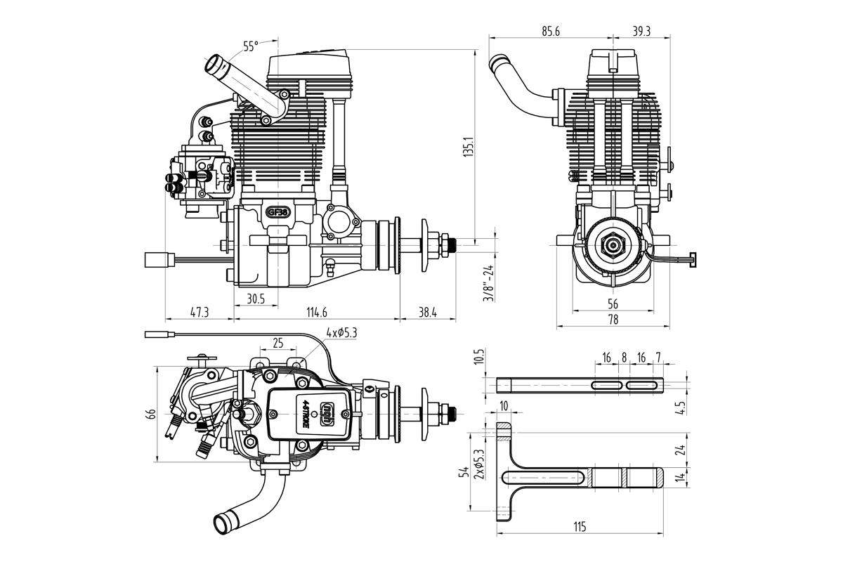 NGH GF38 Čtyřtaktní benzinový motor