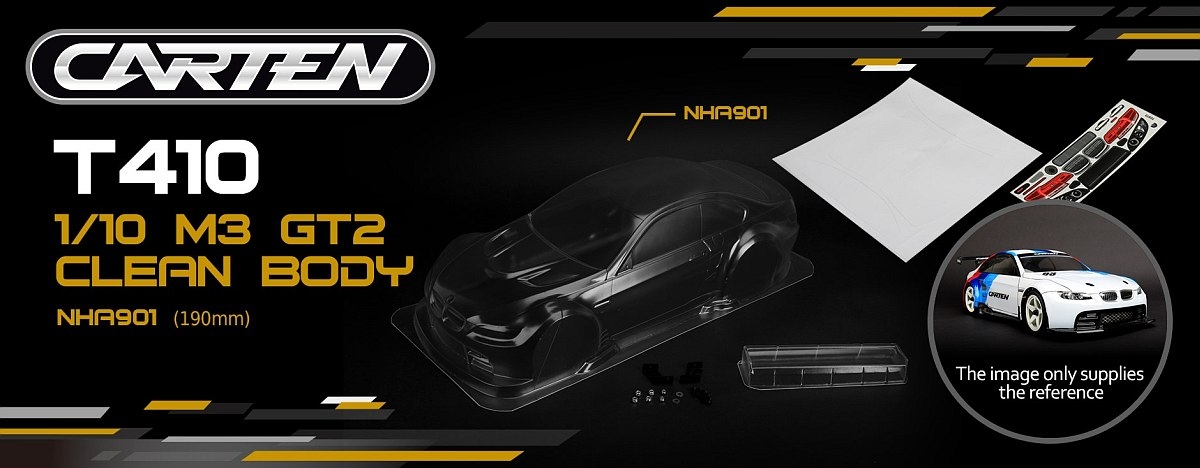 CARTEN M3 GT2 1/10 TC 190mm čirá lexanová karosserie