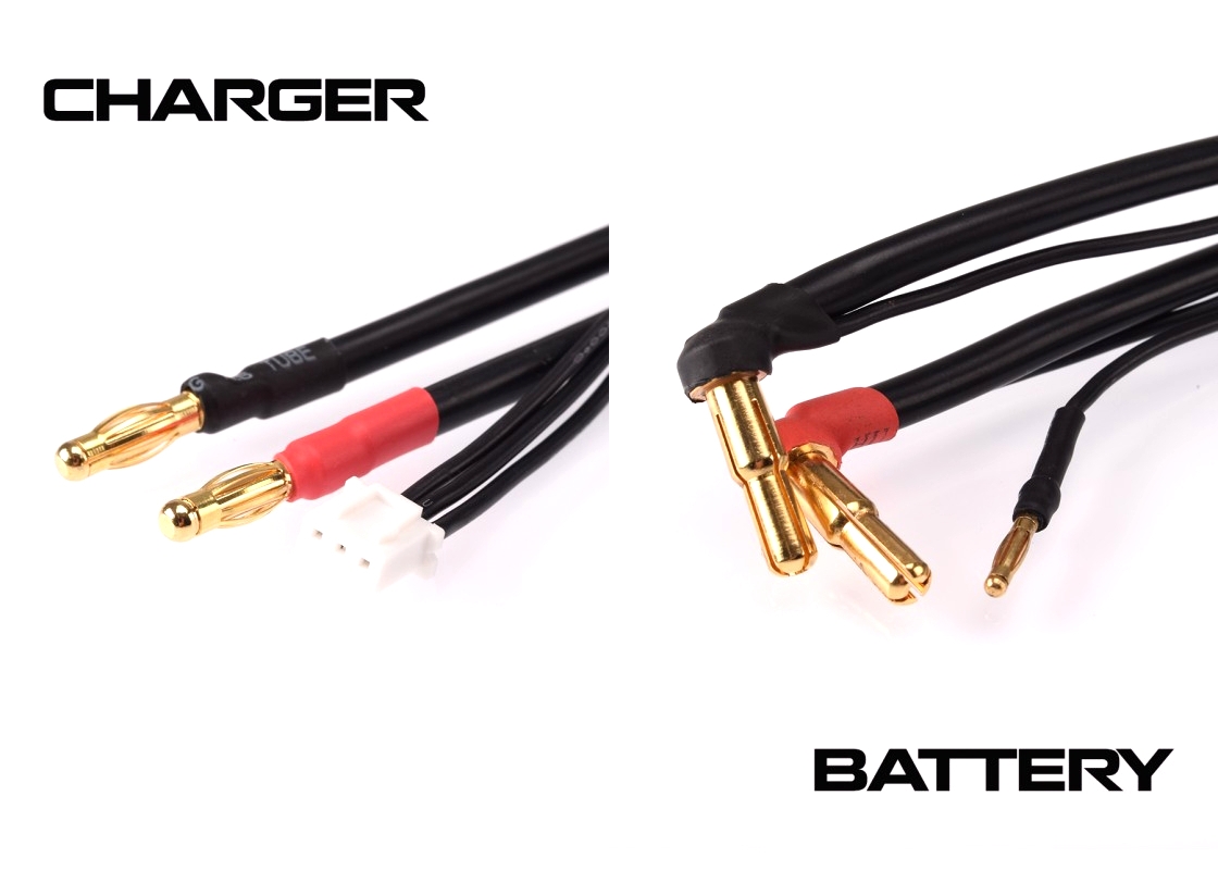 2S černý nabíjecí kabel G4/G5 - dlouhý 300mm - (4mm, 3-pin XH)