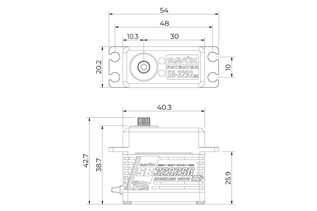 SB-3292SG BRUSHLESS HiVOLT Digitální servo (55kg-0,055s/60°)