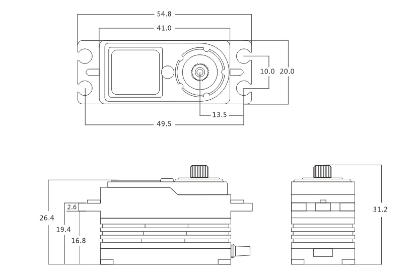 BH615S SXR HiVOLT BRUSHLESS Digital servo - LOW PROFILE (15 kg-0,045s/60°)
