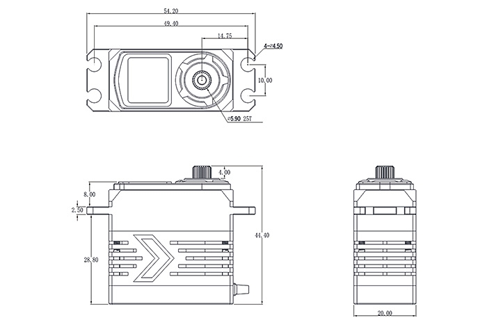 BH927S SSR HiVOLT BRUSHLESS Digital servo (27 kg-0,07s/60°)