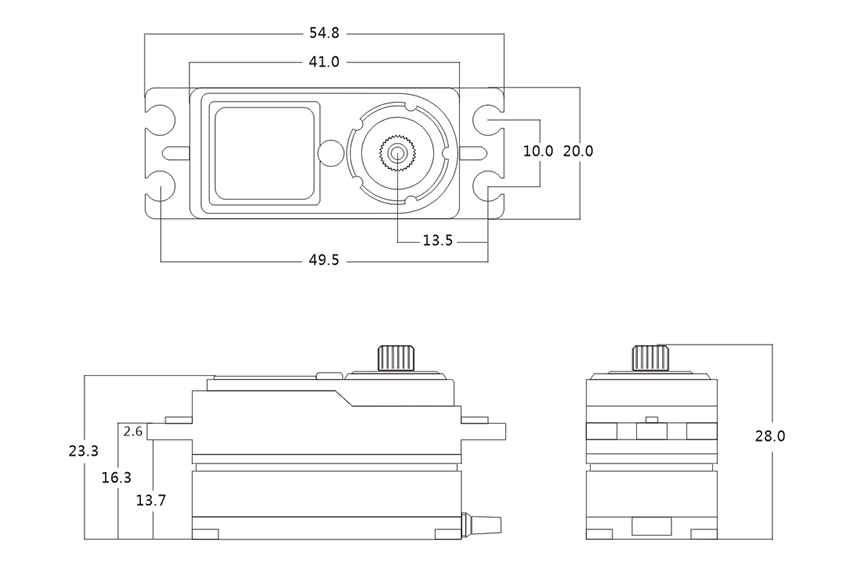 BHMX2 HiVOLT BRUSHLESS Digital servo LOW PROFILE (23 kg-0,065s/60°)