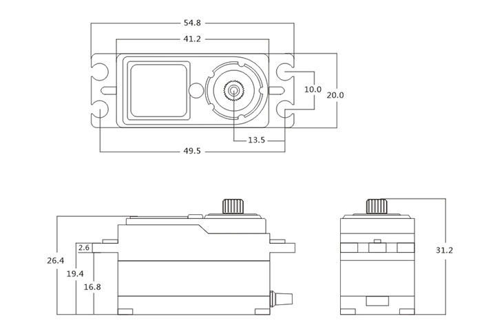 CH6012 HiVOLT CORELESS Digital servo LOW PROFILE (12kg-0,06s/60°)