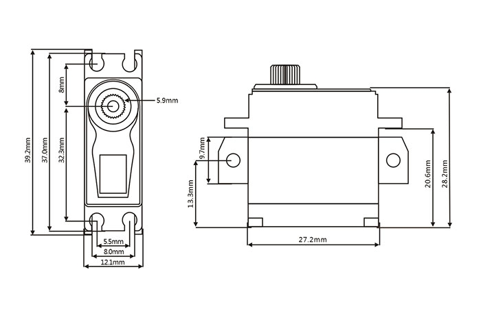 MIN6 HiVOLT CORELESS Digital servo pro 1/12 Pancar (9kg-0,062s/60°)