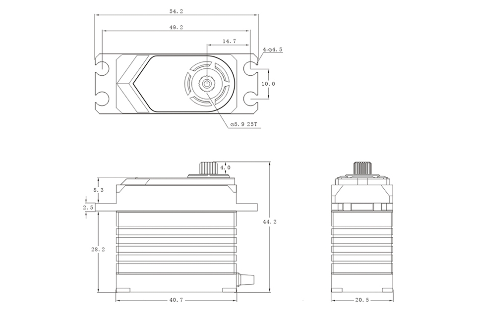 T6S HiVOLT BRUSHLESS Digital servo (58 kg-0,085s/60°)