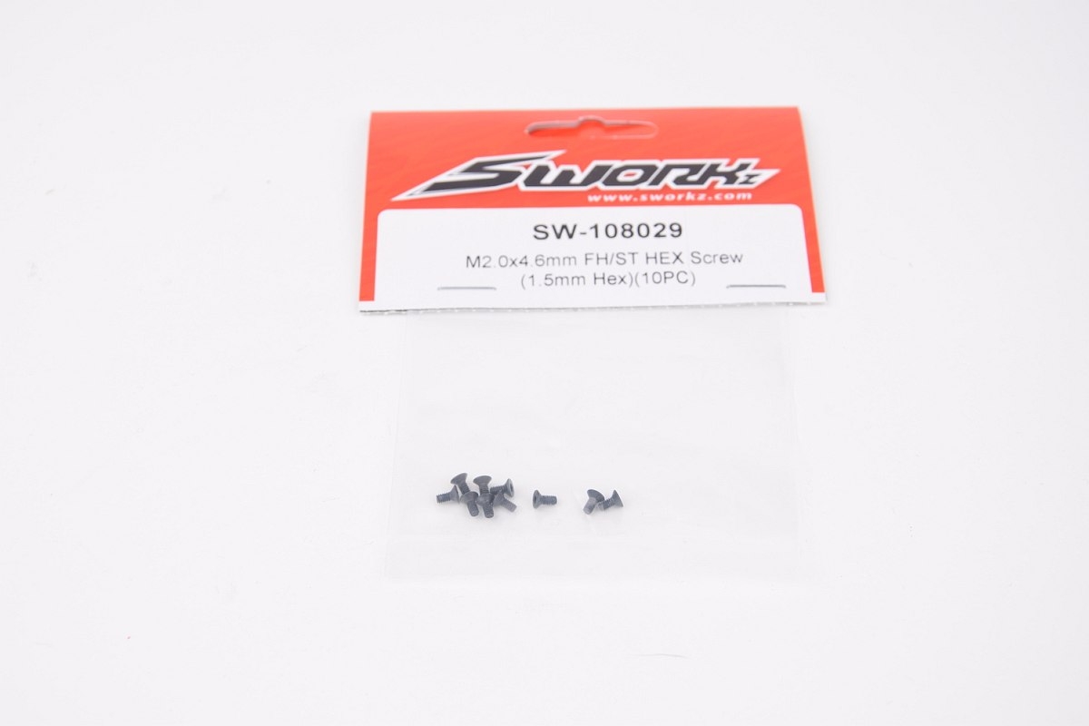 SWORKz ocelový Imbusový šroub s zápustnou hlavou, M2x4,6mm, 10 ks.