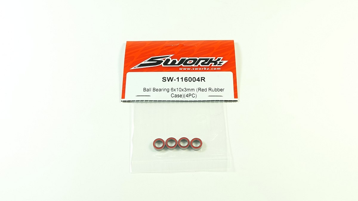 SWORKz kuličkové ložiska s červenou gum. prachovkou 6x10x3mm, 4 ks.
