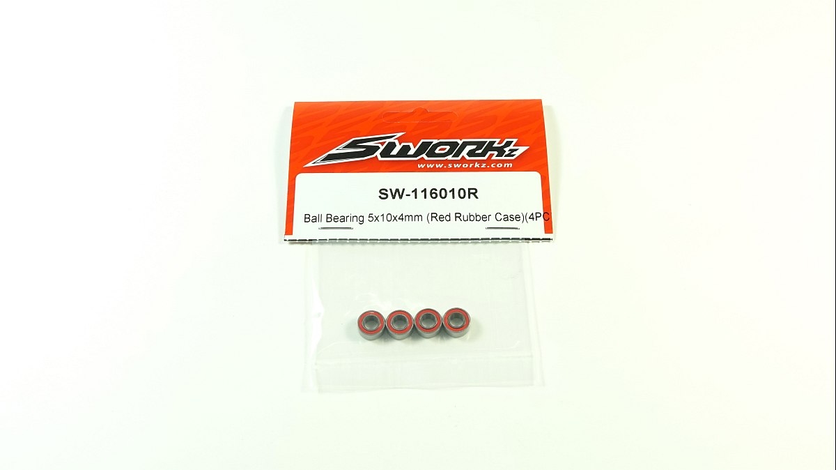 SWORKz kuličkové ložiska s červenou gum. prachovkou 5x10x4mm, 4 ks.