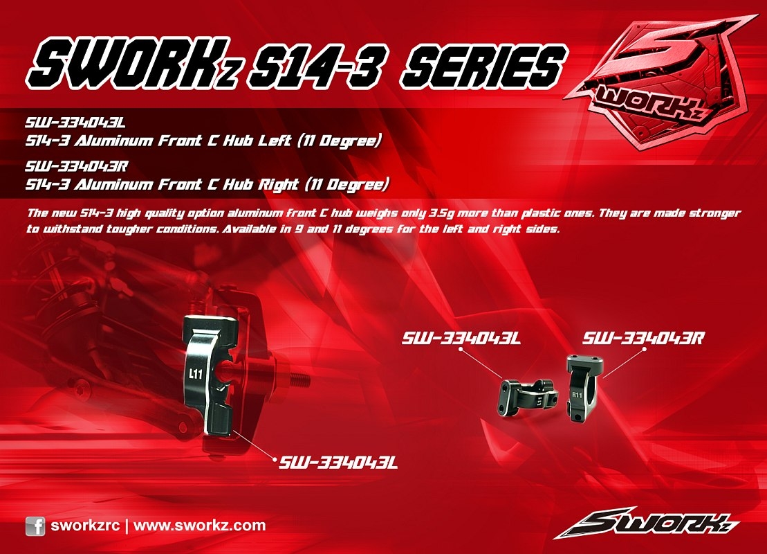 SWORKz hliníkový přední C-Hub pravý, 11°, 1 ks.