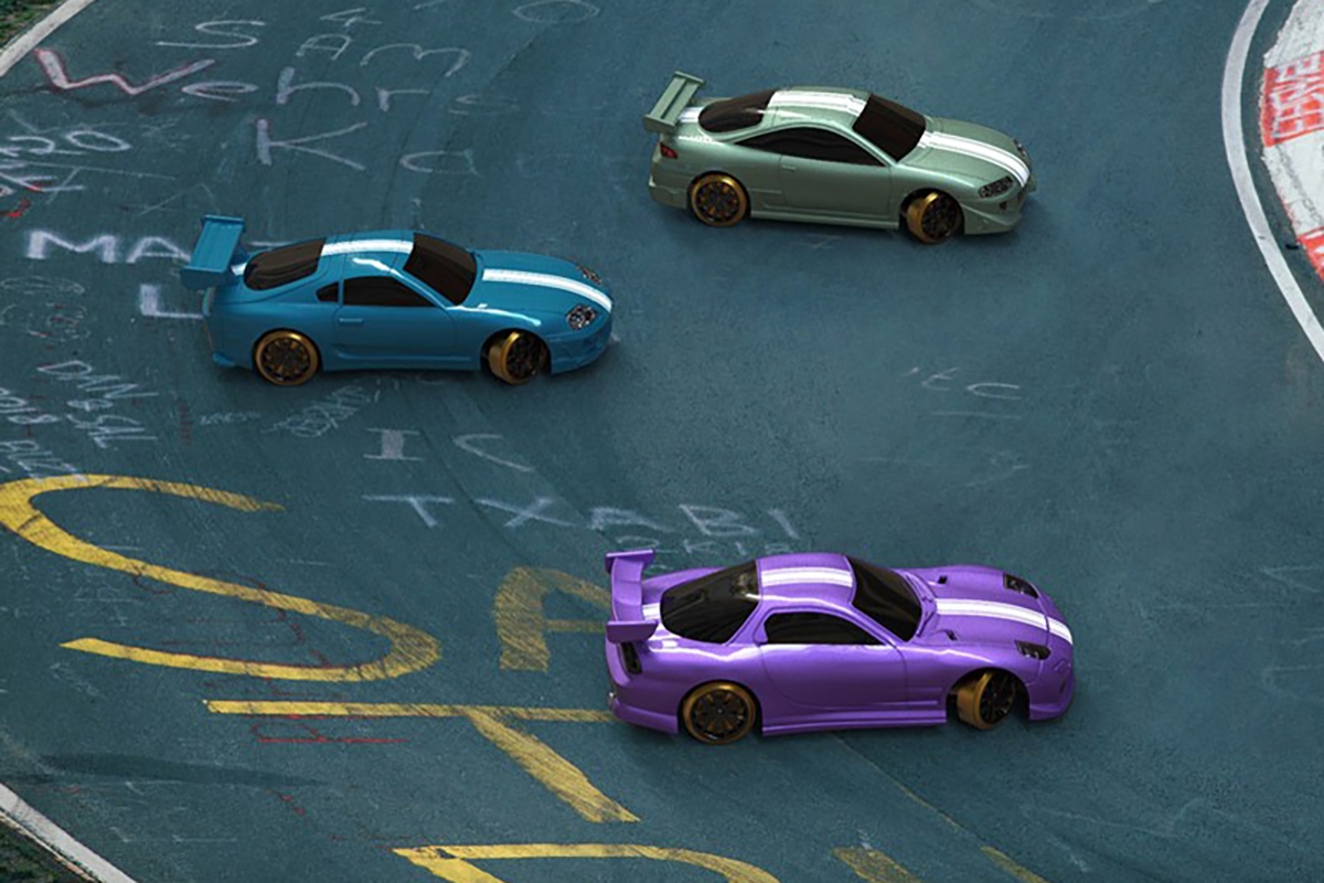 1/76 C61 DRIFT RC Car RTR (fialová s pruhem)