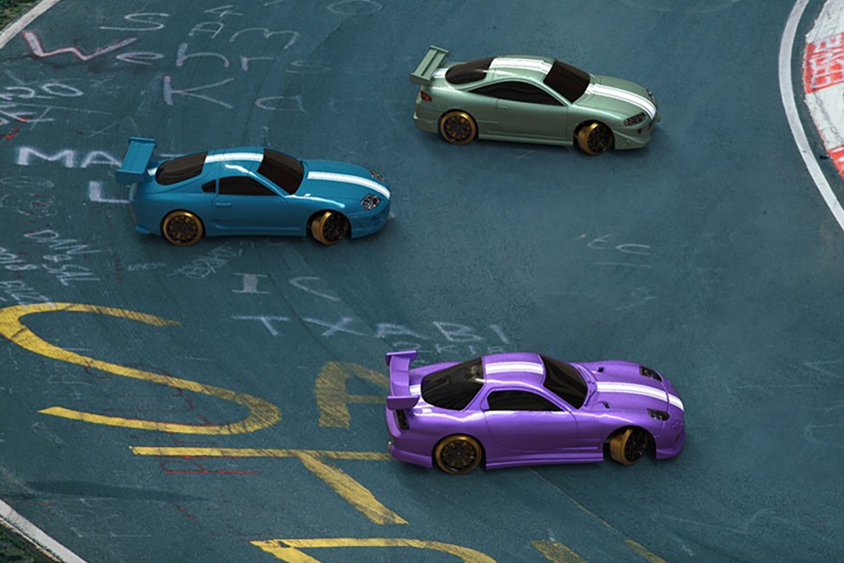 1/76 C62 DRIFT RC Car RTR (zelená s pruhem)