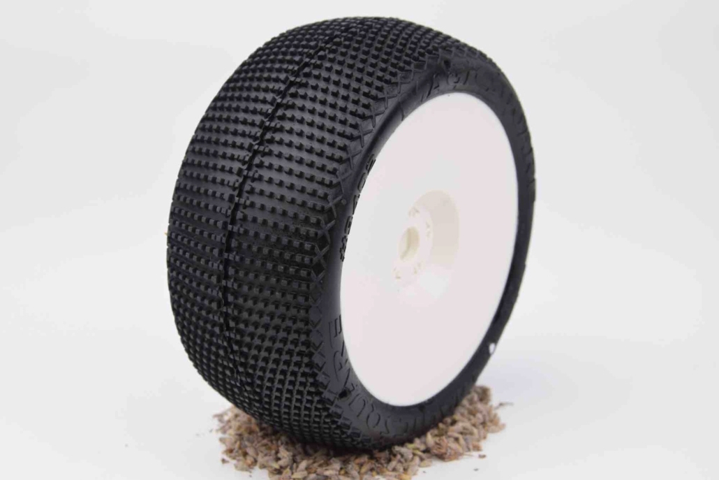 TPRO 1/8 Truggy MAGIC SQUARE - Soft T3 - nalepené, bílé disky, 2 ks.