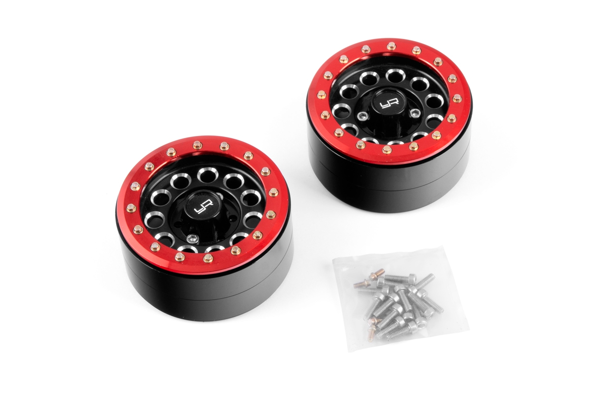 1.9 Aluminum CNC F-RG Beadlock, 2ks Červené